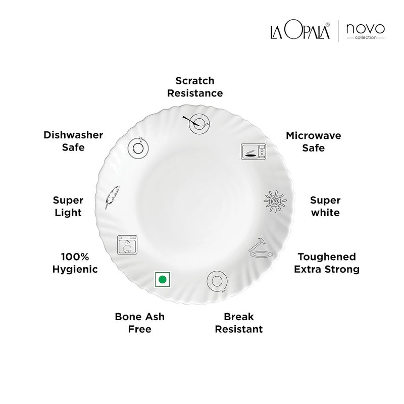 La Opala La Opala, Novo Collection, Opal Glass Dinner Set 35 pcs, Aqua Spray, White  - Image 4