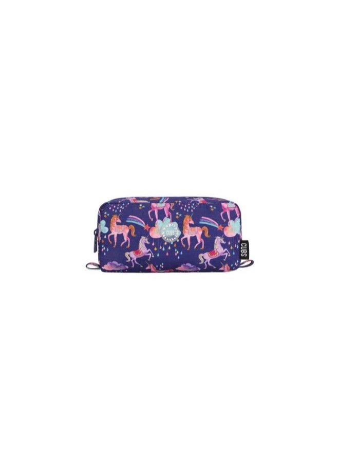 CUBS Shiny Fabric Navy Pencil Case  - Image 1