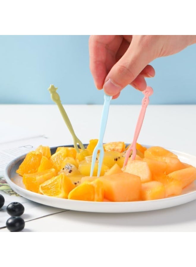مجموعة شوك فاكهة منزلية لطيفة، شوكة فاكهة بلاستيكية للاستعمال مرة واحدة، شوكة كيك صغيرة للحلوى والفاكهة والسلطة وللعديد من الحفلات (50) - Image 1