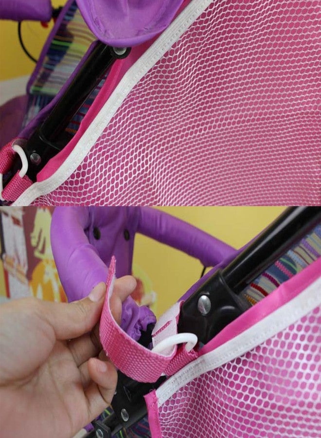 Dogxiong 2 Pack Universal Side Sling Stroller Mesh Cargo Net and Organizer, Extra Stroller Storage Space, Non-Slip and Adjustable Straps (Pink) - Image 2