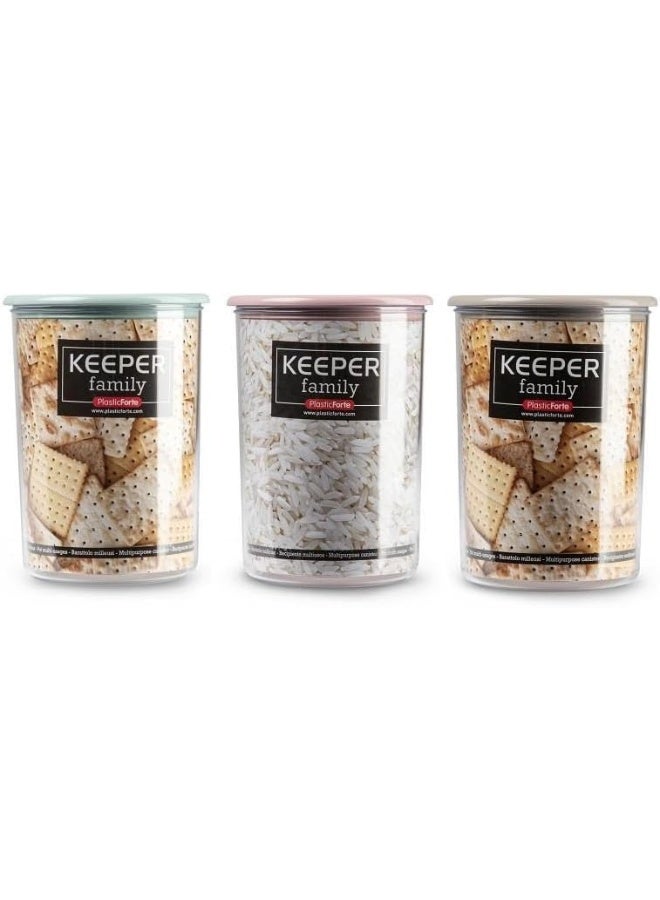 Multipurpose Canister Storage Jar 1 Liter - 11X11X18Cm - Clear With Assorted Colors Lid