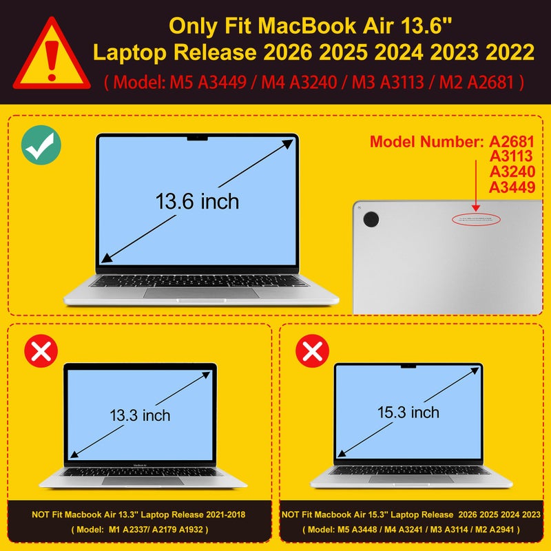 Mektron for 2026 MacBook Air 13-inch M5 Laptop Case A3449 with 13.6-inch Liquid Retina Display Fits 2025 A3240 M4 2024 A3113 M3 2023 A2681 M2 Printed Shell for MacBook Air 13.6", Dahlia Flower C035 - Image 2