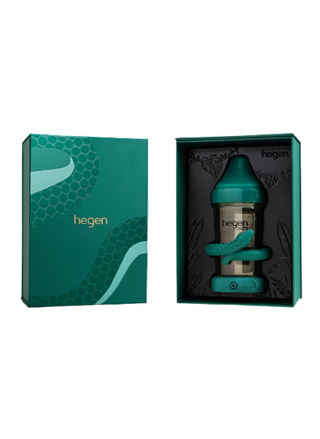 hegen Serpentine Treasures Set, Press-To-Close, Twist-To-Open - Emerald Green - Includes 240ml PPSU Feeding Bottle, Serpentine Teether, Breast Milk Storage Lid  - Image 2