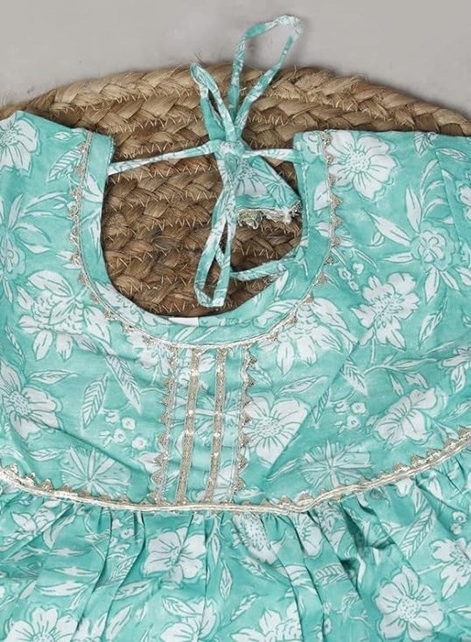 Little Dreams فستان كورتى للبنات الصغيرات مع بنطلون وشال (أخضر، 3 سنوات-4 سنوات) - Image 5