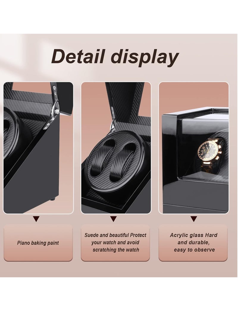 صندوق ساعات أوتوماتيكي لتدوير ساعة واحدة مع محرك هادئ للغاية - صندوق ساعة فاخر (أسود) - Image 3