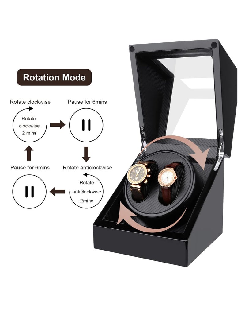 صندوق ساعات أوتوماتيكي لتدوير ساعة واحدة مع محرك هادئ للغاية - صندوق ساعة فاخر (أسود) - Image 4