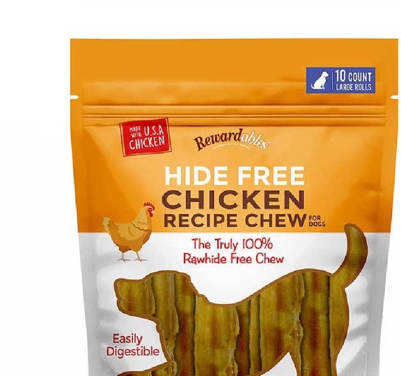 Rewardables Dog Chews RawhideFree Chicken Dental Treats for Large Dogs GrainFree Digestible Chews 10 Pack 7 Rolls by Rewardables 24lb - Image 1