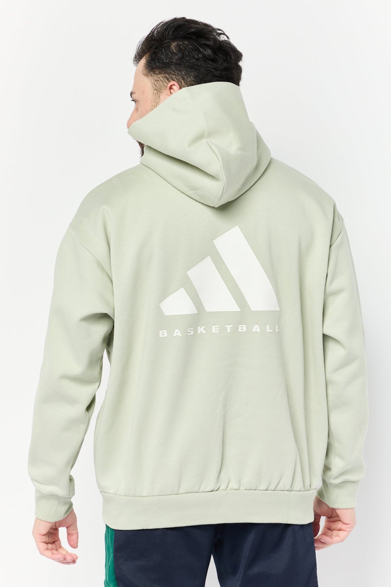 Adidas Men Sportswear Fit Long Sleeves Basketball Hoodie, Sage - Image 2