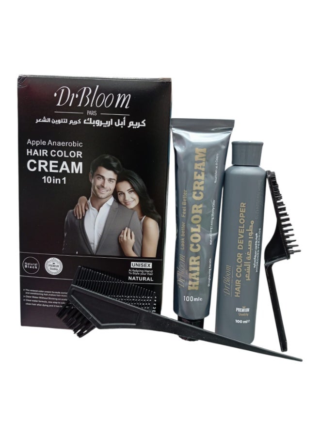 دكتور يلوم  كريم صبغة الشعر دكتور بلوم بنكهة التفاح اللاهوائية 10 في 1 أسود طبيعي - Image 1