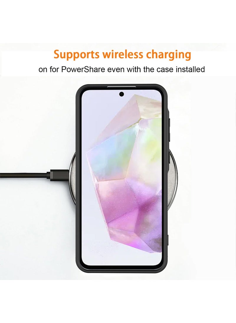 Techie غطاء خلفي TPU ناعم غير قابل للانزلاق بتصميم جلد PU أنيق لهاتف سامسونج جالاكسي A35 5G - أسود - Image 5