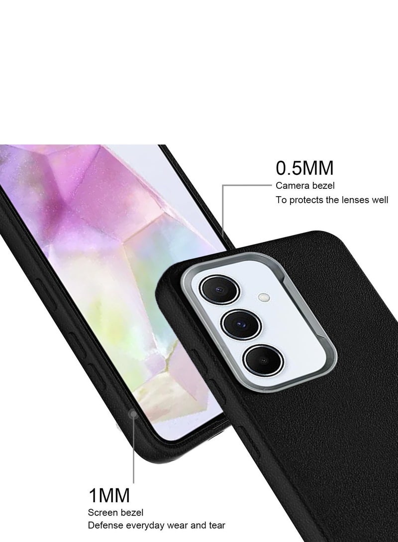 Techie غطاء خلفي TPU ناعم غير قابل للانزلاق بتصميم جلد PU أنيق لهاتف سامسونج جالاكسي A35 5G - أسود - Image 4