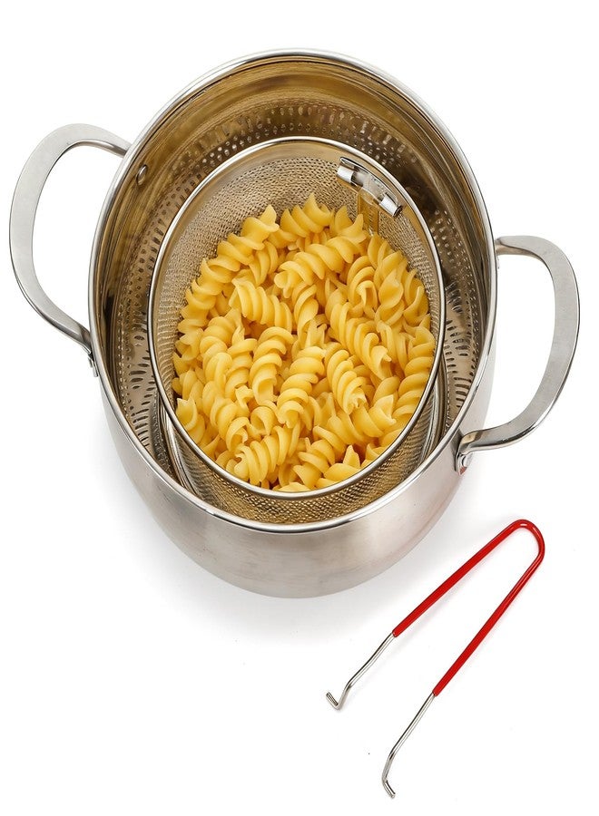 TOPZEA Set of 2 Pasta Strainers, Stainless Steel Spaghetti Noodle Strainer Basket Deep Fry Basket with Removable Handle Kitchen Food Colander for Boiling, Frying, Blanching, Draining, Steaming - Image 4