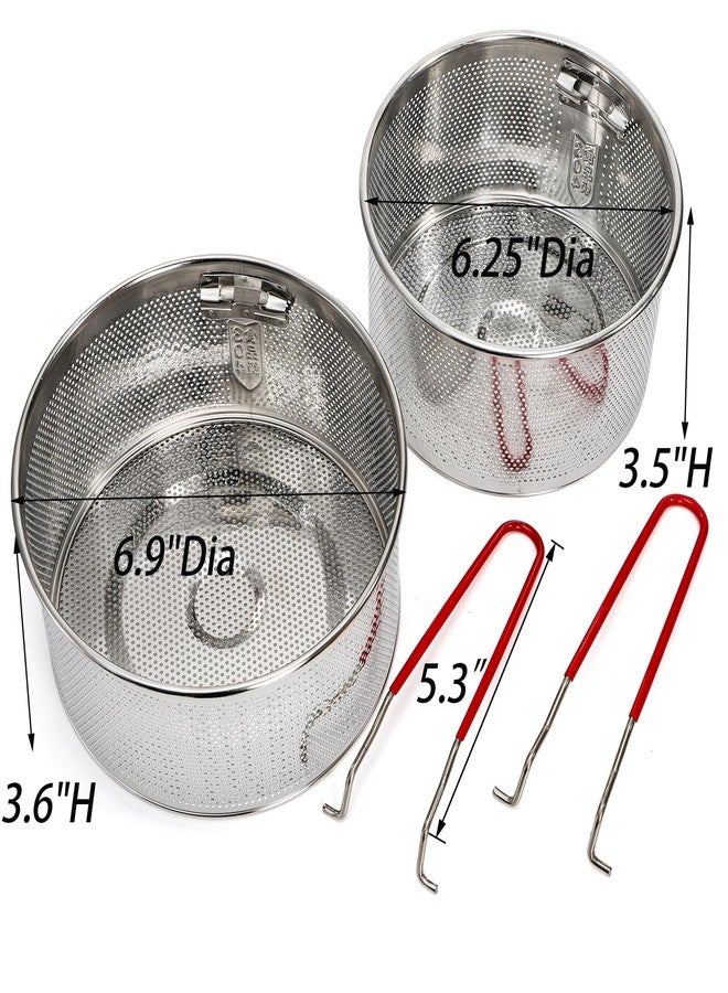 TOPZEA Set of 2 Pasta Strainers, Stainless Steel Spaghetti Noodle Strainer Basket Deep Fry Basket with Removable Handle Kitchen Food Colander for Boiling, Frying, Blanching, Draining, Steaming - Image 2