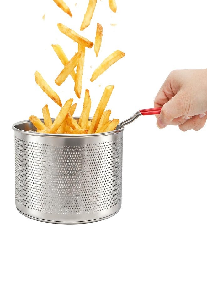 TOPZEA Set of 2 Pasta Strainers, Stainless Steel Spaghetti Noodle Strainer Basket Deep Fry Basket with Removable Handle Kitchen Food Colander for Boiling, Frying, Blanching, Draining, Steaming - Image 3