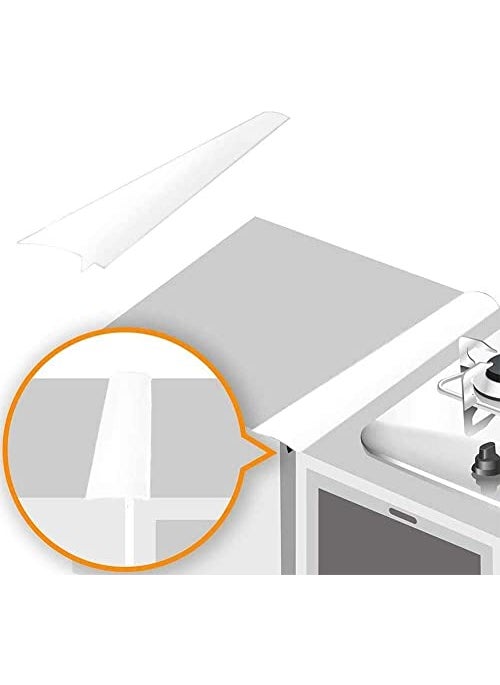 Linda's Essentials Lindas Essentials Silicone Stove Gap Covers 2 Pack Heat Resistant Oven Gap Filler Seals Spaces Between Stovetop and Counter Easy to Clean Stove Side Guard 25 Inches White  - Image 1
