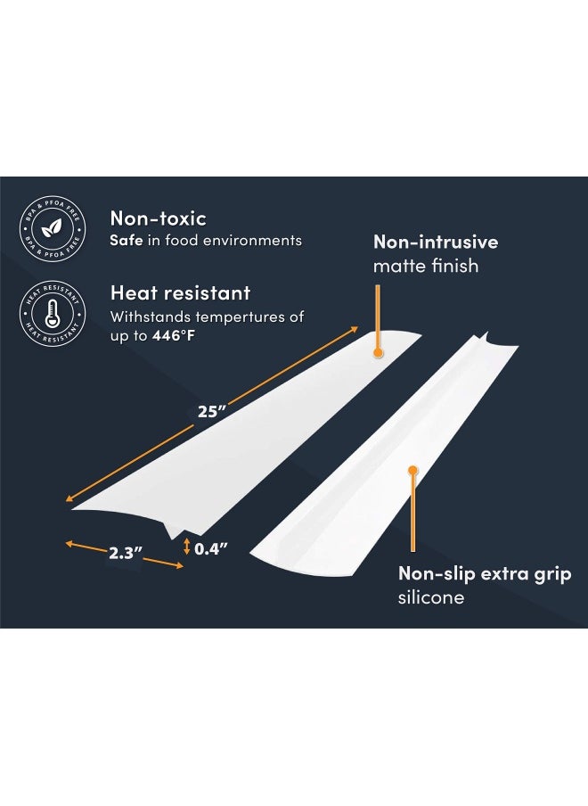 Linda's Essentials Lindas Essentials Silicone Stove Gap Covers 2 Pack Heat Resistant Oven Gap Filler Seals Spaces Between Stovetop and Counter Easy to Clean Stove Side Guard 25 Inches White  - Image 4