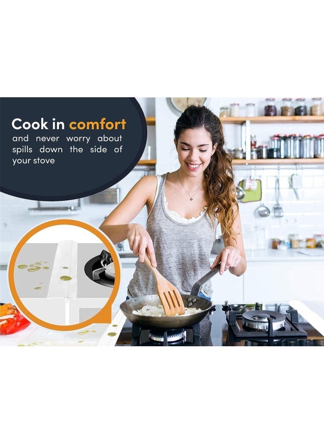 Linda's Essentials Lindas Essentials Silicone Stove Gap Covers 2 Pack Heat Resistant Oven Gap Filler Seals Spaces Between Stovetop and Counter Easy to Clean Stove Side Guard 25 Inches White  - Image 3