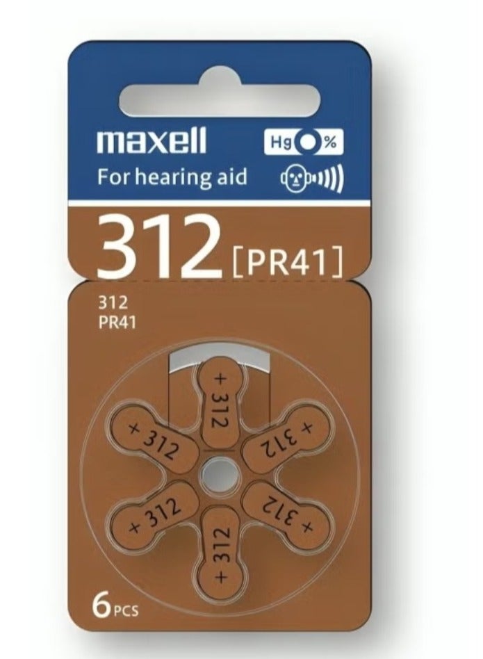 ماكسل بطاريات لسماعات الأذن 312(PR41) 6 قطع - Image 1