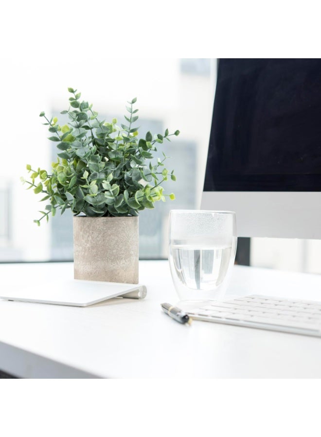 روك بو مجموعة Coferset المكونة من قطعتين من النباتات الاصطناعية الصغيرة، نباتات اصطناعية مزروعة في أوعية لنبات الأوكالبتوس للرف، المكتب، المنزل، الحمام، غرفة الطراز الريفي، وطاولة القهوة (أخضر نباتي) - Image 5