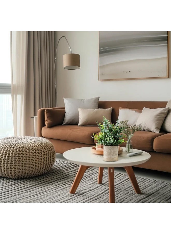 روك بو مجموعة Coferset المكونة من قطعتين من النباتات الاصطناعية الصغيرة، نباتات اصطناعية مزروعة في أوعية لنبات الأوكالبتوس للرف، المكتب، المنزل، الحمام، غرفة الطراز الريفي، وطاولة القهوة (أخضر نباتي) - Image 2