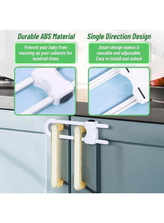 Modacraft 6 Packs Sliding Cabinet Locks, Modacraft Baby Proofing U-Shaped Child Safety Latches Adjustable White Locks for Handles Knobs Drawers Closet Cupboard - Image 4