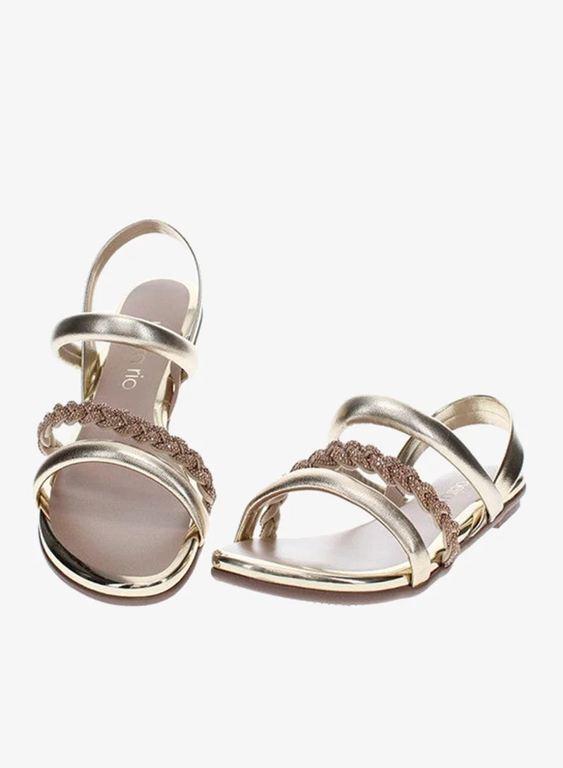Beira Rio Gold Sandals for Women with Back Strap – Stylish & Supportive sling Back Ladies Sandals for Women | Best Price UAE