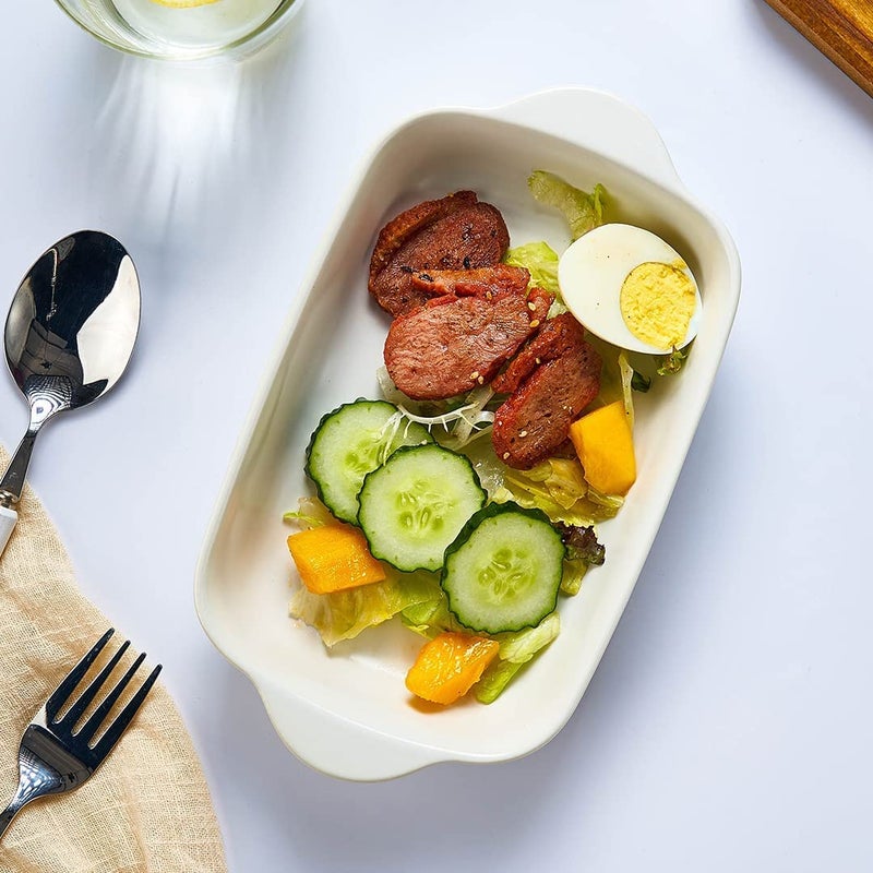 Trifecta Ceramics baking dish Matte-colored rectangular casserole dish with Handle for Oven Ceramic Baking Pan Lasagna Casserole Pan Individual Bakeware 9x5 inch (White Pack - 1) - Image 4