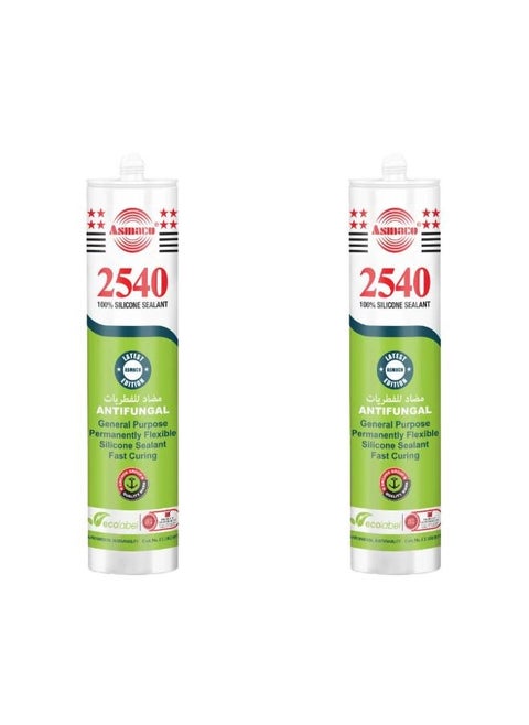 Asmaco 2540 Silicone Sealant - Grey - 280 Ml - Set of 02