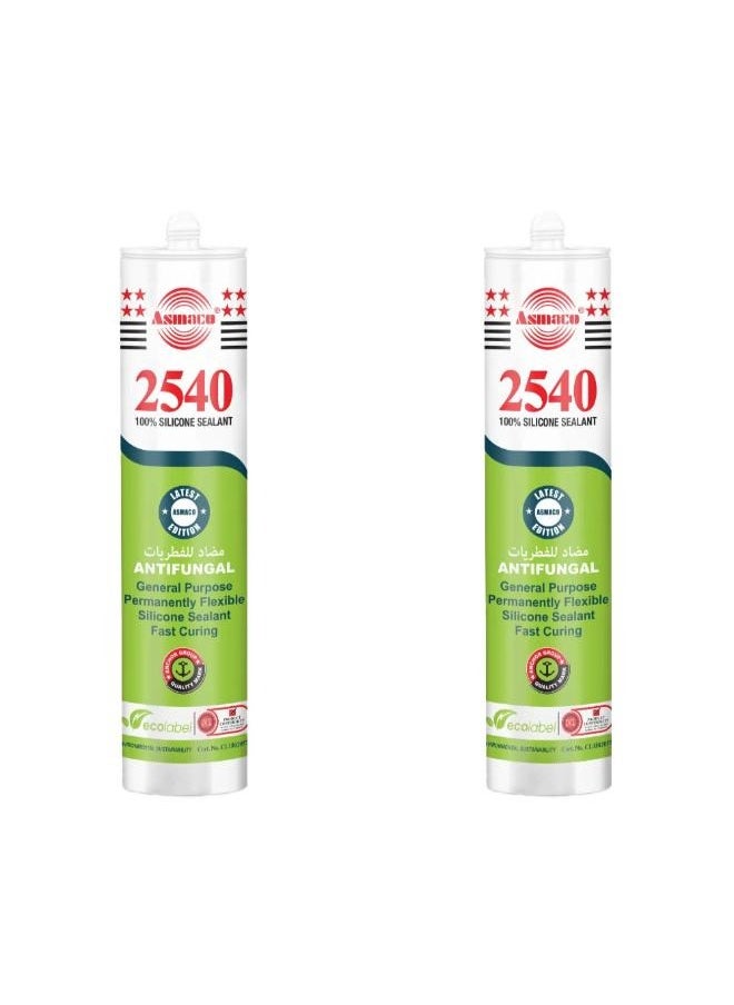 Asmaco - Asmaco 2540 Silicone Sealant - Grey - 280 Ml - Set of 02 - Image 1