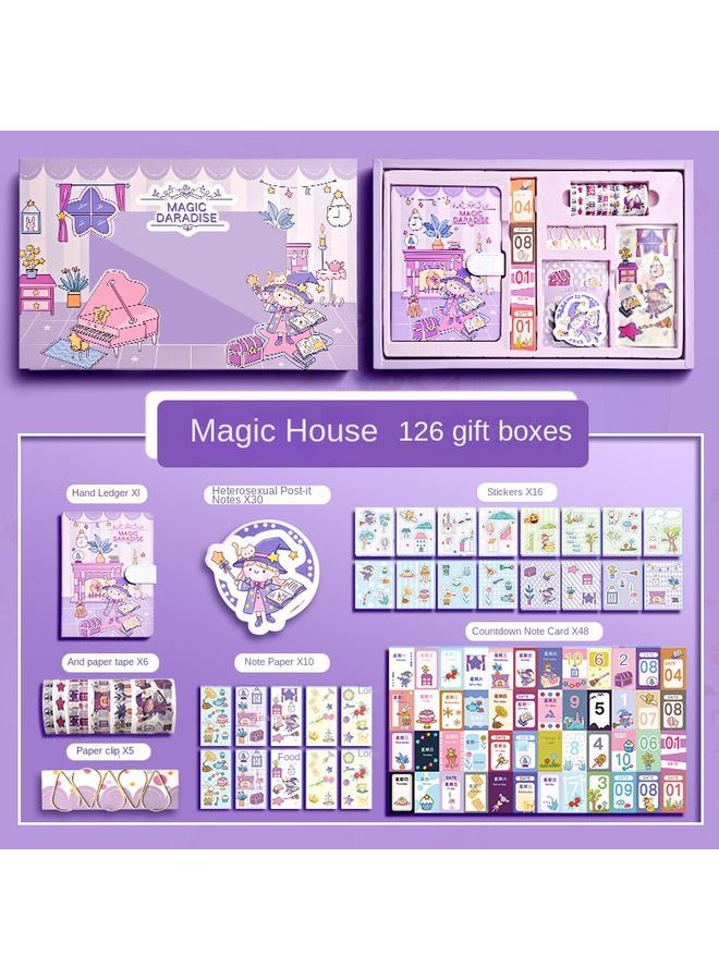 Bluejw Hand Account Book Gift Box Suit Girl's Heart Diary Primary School Gift Children's Stationery Girl's Full Set Of Tools Material Hand - Image 1