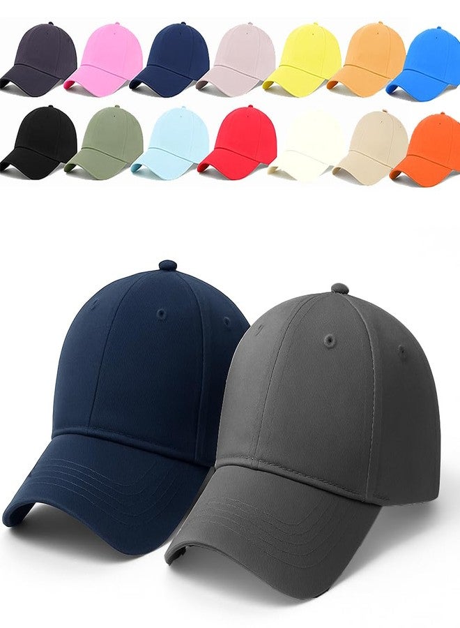 ENCIGER Unisex Cotton Baseball Cap Combo Pack of 2 - Adjustable Classic Sports Cap, Unisex Outdoor Hat Free Size Navy_Grey - Image 1