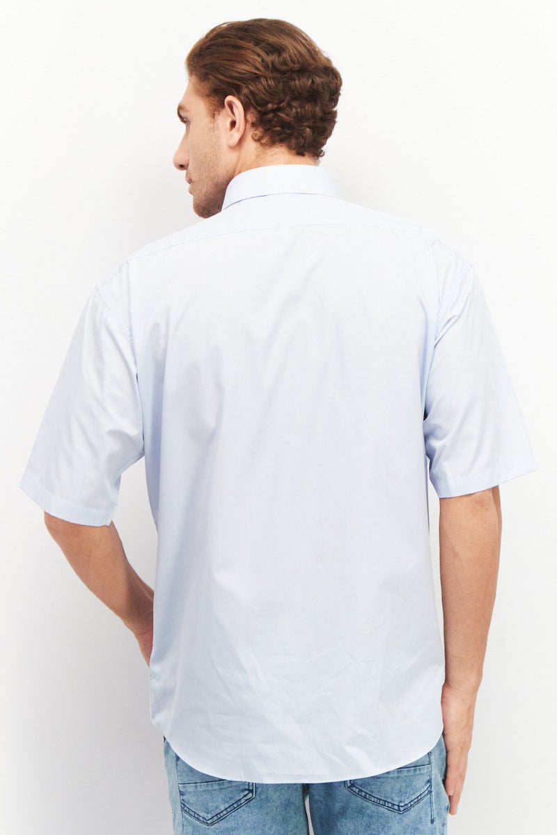 Forsyth Men Regular Fit Short Sleeve Plain Casual Shirt, Blue - Image 3