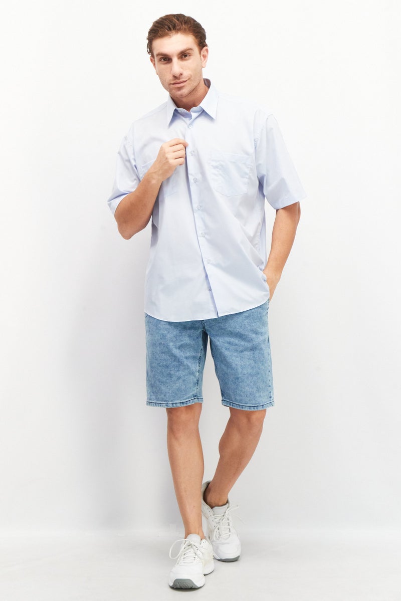 Forsyth Men Regular Fit Short Sleeve Plain Casual Shirt, Blue - Image 2