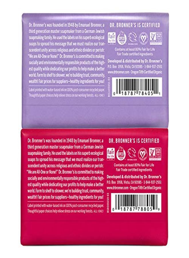 Dr. Bronner'S  Purecastile Bar Soap (2Pack Bundle Rose & Lavender)  Made With Organic Oils For Face Body And Hair Gentle And Moisturizing Biodegradable Vegan Crueltyfree Nongmo - Image 2