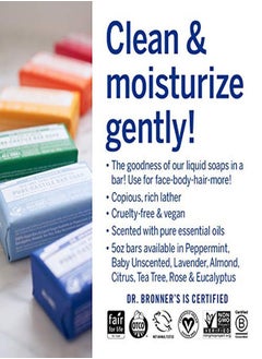 Dr. Bronner's Dr. Bronner'S  Purecastile Bar Soap (2Pack Bundle Rose & Lavender)  Made With Organic Oils For Face Body And Hair Gentle And Moisturizing Biodegradable Vegan Crueltyfree Nongmo  - Image 5