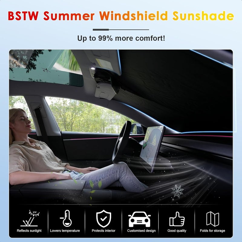BSTW Car Sun Shade for Hyundai Kona SX2 (2024-2025) - Foldable Windscreen Cover with Heat Insulation & UV Protection - Image 3