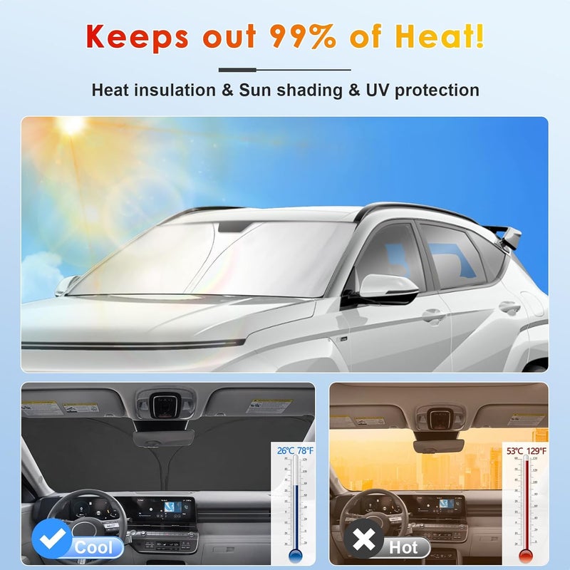BSTW Car Sun Shade for Hyundai Kona SX2 (2024-2025) - Foldable Windscreen Cover with Heat Insulation & UV Protection - Image 2