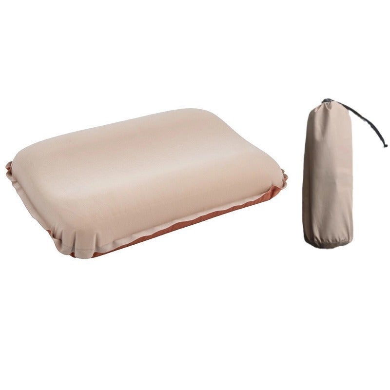 Inflation Neck Pillow: Brown, High Elastic Sponge - Wavy Design, Dual Height Options Inflatable Neck Pillow for Travel, Home Office Neck Support & Quality Sleep - Image 3