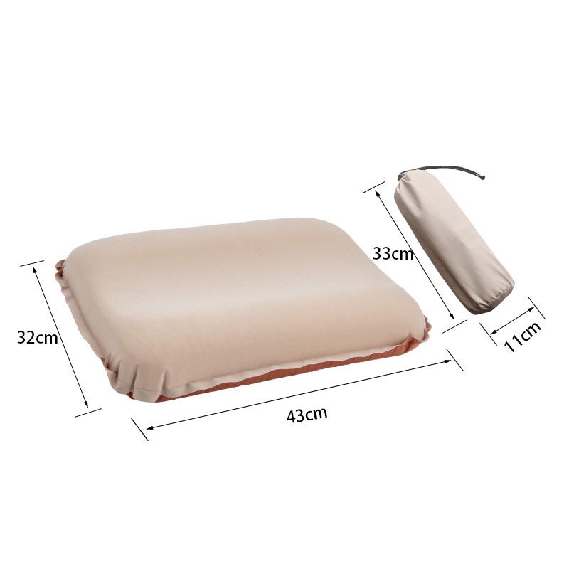 Inflation Neck Pillow: Brown, High Elastic Sponge - Wavy Design, Dual Height Options Inflatable Neck Pillow for Travel, Home Office Neck Support & Quality Sleep - Image 5