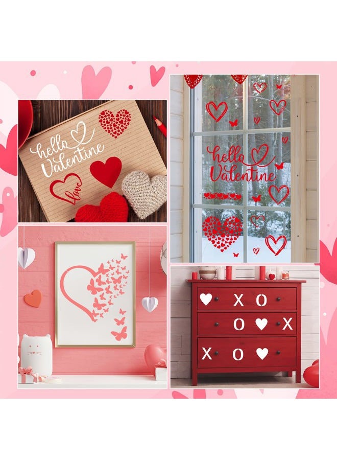 Outus 11 Pieces Valentines Painting Stencils Heart Stencil Love Butterfly Reusable Stencils Plastic Valentines Templates for Painting on Wood Home Crafts Decor (heart, 6 x 6 Inch, 6 x 12 Inch) - Image 4