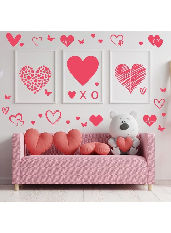 Outus 11 Pieces Valentines Painting Stencils Heart Stencil Love Butterfly Reusable Stencils Plastic Valentines Templates for Painting on Wood Home Crafts Decor (heart, 6 x 6 Inch, 6 x 12 Inch) - Image 2