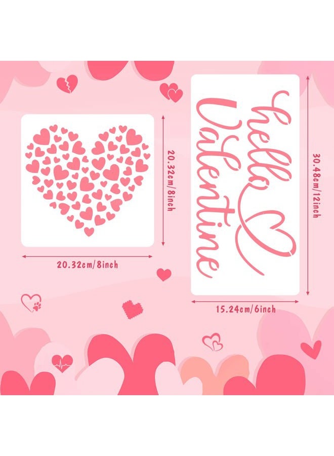 Outus 11 Pieces Valentines Painting Stencils Heart Stencil Love Butterfly Reusable Stencils Plastic Valentines Templates for Painting on Wood Home Crafts Decor (heart, 6 x 6 Inch, 6 x 12 Inch) - Image 3