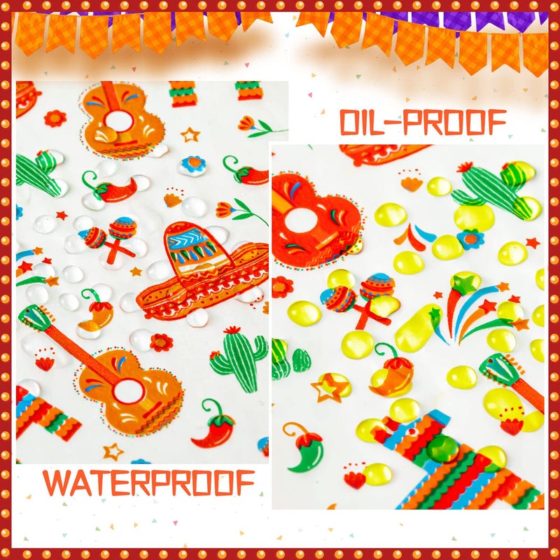KVCSYAW 100 Pcs Fiesta Wax Paper for Food, Cinco De Mayo Wax Paper Sheets Deli Paper Sandwich Wrap Candy Wraps, Waterproof Oil-proof Picnic Basket Liners with Guitar Pattern for Kitchen Handmade Food(White) - Image 3