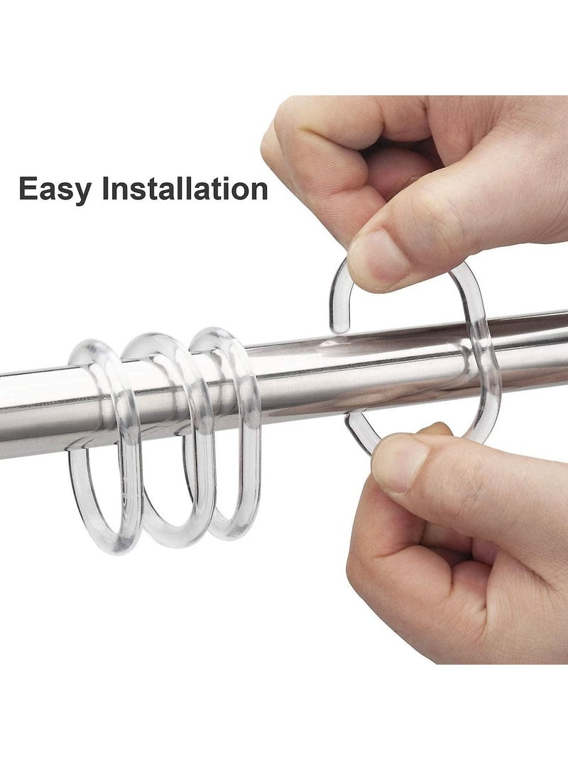 Rubik حلقات ستائر الحمام البلاستيكية الشفافة، حامل حلقات ستائر على شكل حرف C للحمام والمرحاض (24 قطعة شفافة) - Image 3