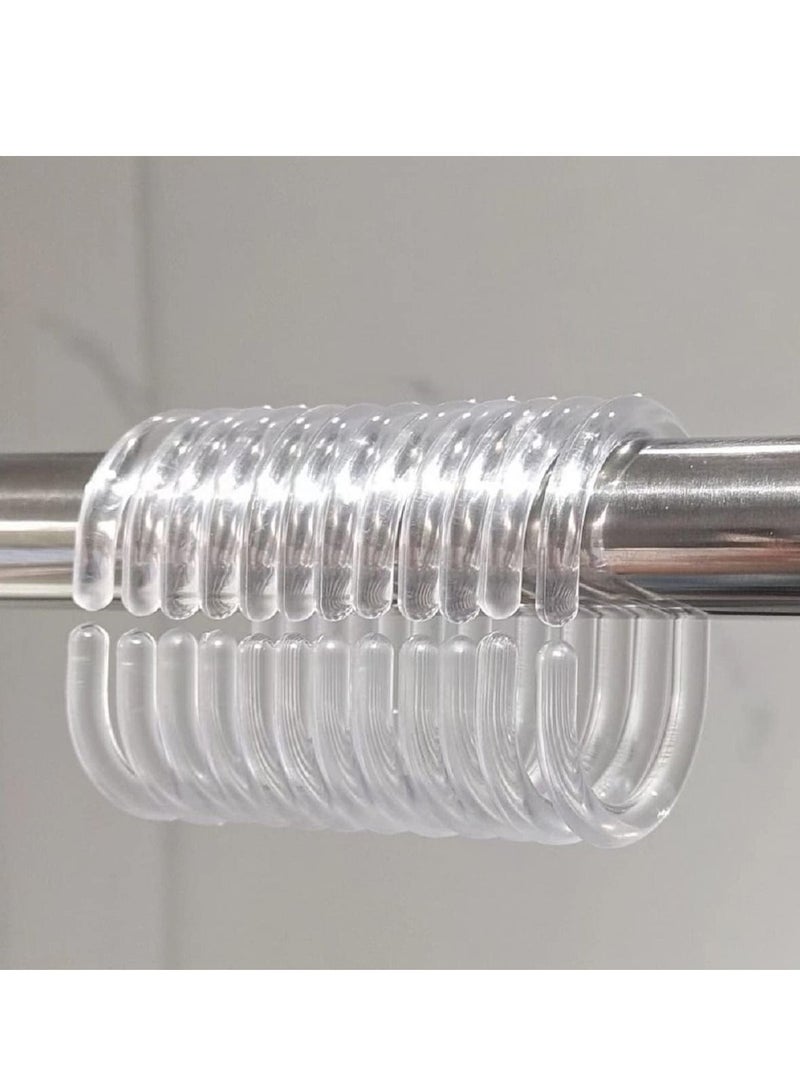 Rubik حلقات ستائر الحمام البلاستيكية الشفافة، حامل حلقات ستائر على شكل حرف C للحمام والمرحاض (24 قطعة شفافة) - Image 4