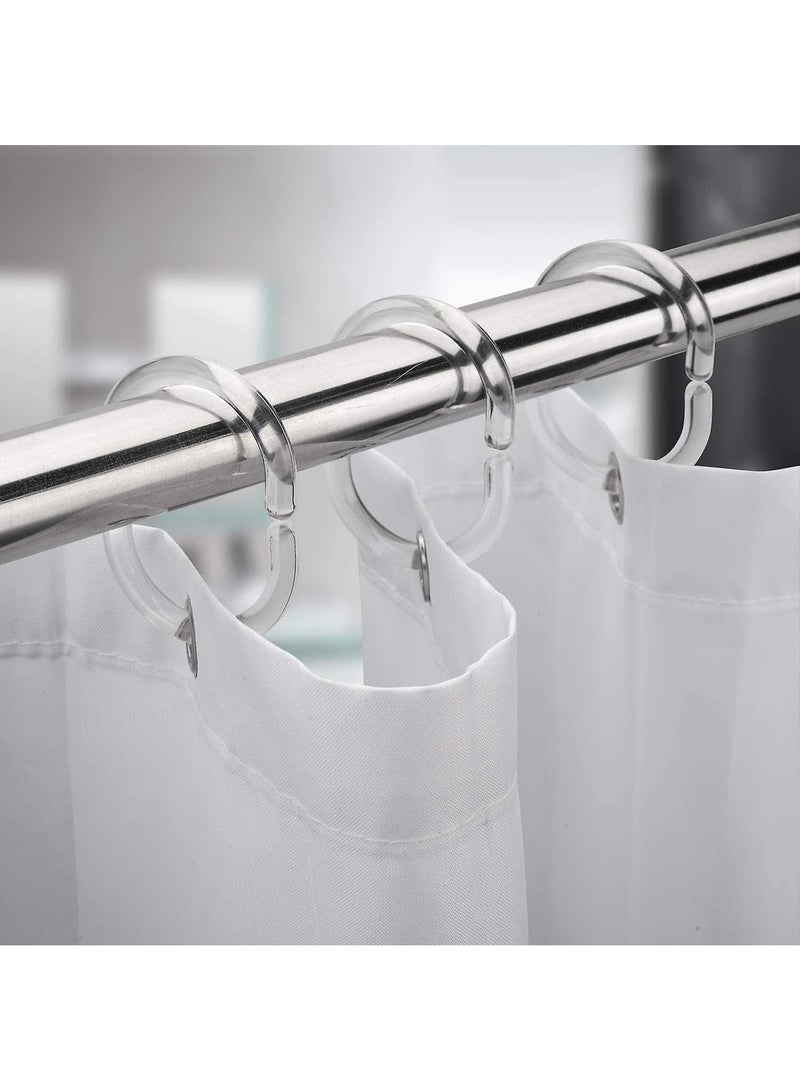 Rubik حلقات ستائر الحمام البلاستيكية الشفافة، حامل حلقات ستائر على شكل حرف C للحمام والمرحاض (24 قطعة شفافة) - Image 2