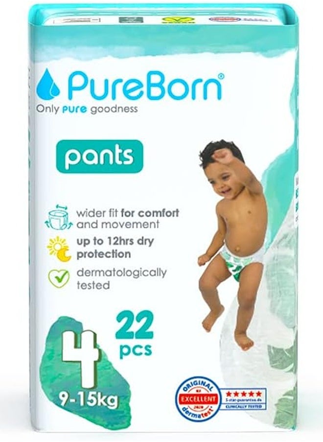 PureBorn - PureBorn Baby Dry Pull Up Diapers/Nappy Pants Suitable for Babies |Size -4 |Single Pack|22 Pieces|Superior Upto 12 Hours Day & Night Protection|Dermatologically tested|Super Soft|Skin Friendly - Image 1