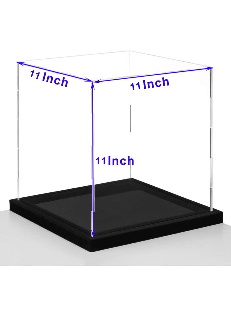 TPGP Clear Self-Assembly Acrylic Display Case with Black Velvet Base, Deluxe Dustproof Showcase, Cube Countertop Box for Collectibles, Home Organization (11x11x11 inch)  - Image 5
