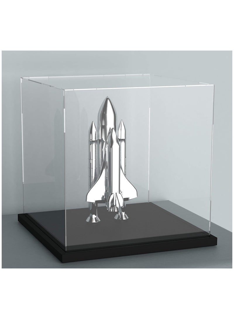 TPGP Clear Self-Assembly Acrylic Display Case with Black Velvet Base, Deluxe Dustproof Showcase, Cube Countertop Box for Collectibles, Home Organization (11x11x11 inch)  - Image 1