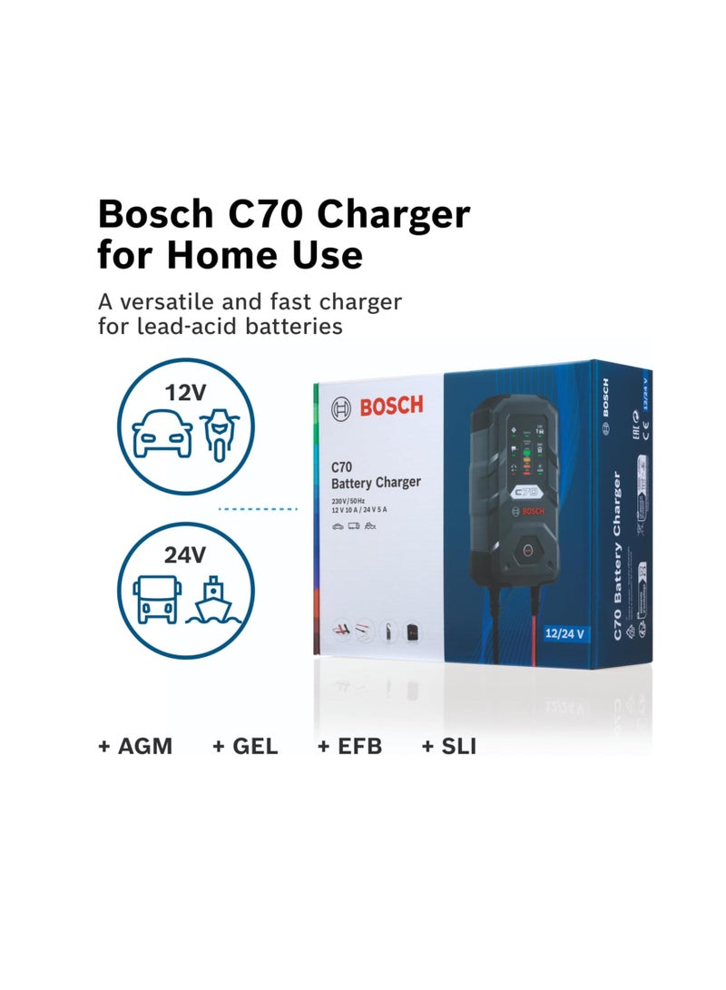 BOSCH BOSCH 12V/24V C70-B Lead Acid Battery Charger for Cars and Trucks  - Image 3